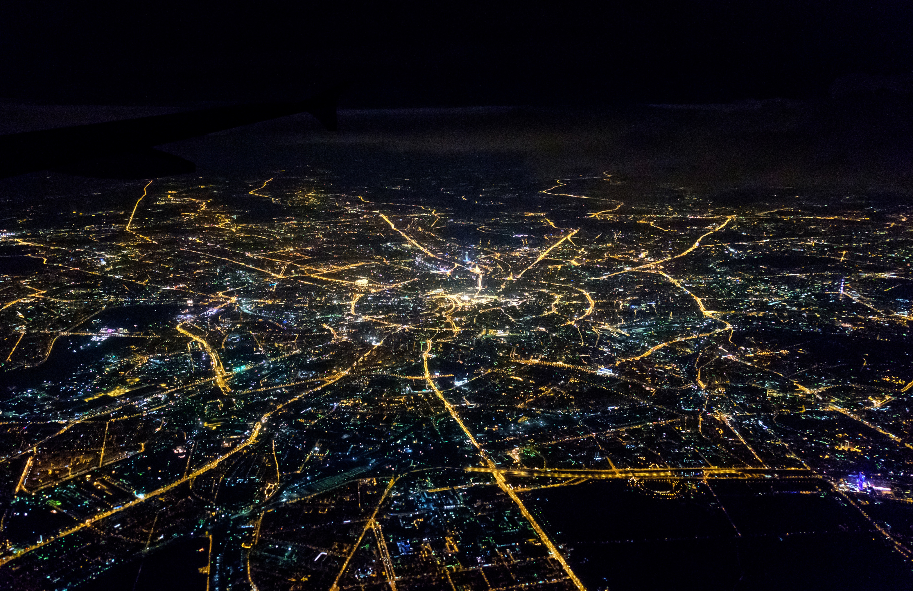 Aerial View of a City at Night